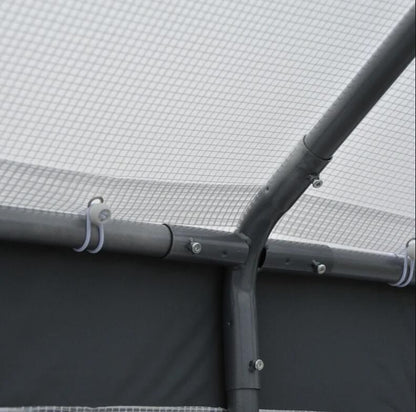 8' x 6' Outdoor Greenhouse Tent, PE Mesh Grid Cover, Powder-Coated Steel Frame, Zippered Doors