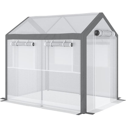8' x 6' Outdoor Greenhouse Tent, PE Mesh Grid Cover, Powder-Coated Steel Frame, Zippered Doors