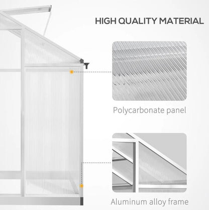 8' x 6.25' Polycarbonate Greenhouse, Transparent Sheets, Aluminum Frame, Ventilation