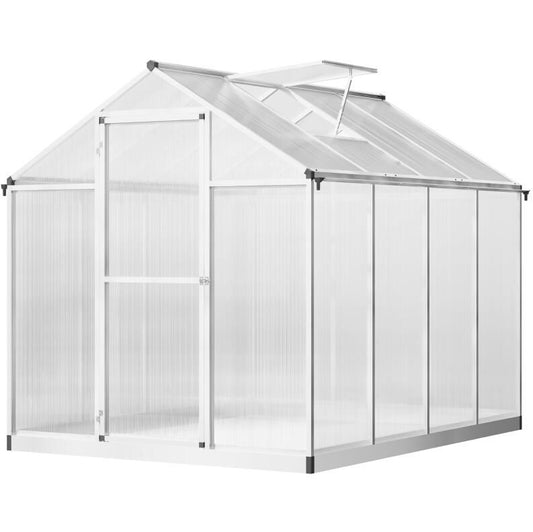 8' x 6.25' Polycarbonate Greenhouse, Transparent Sheets, Aluminum Frame, Ventilation
