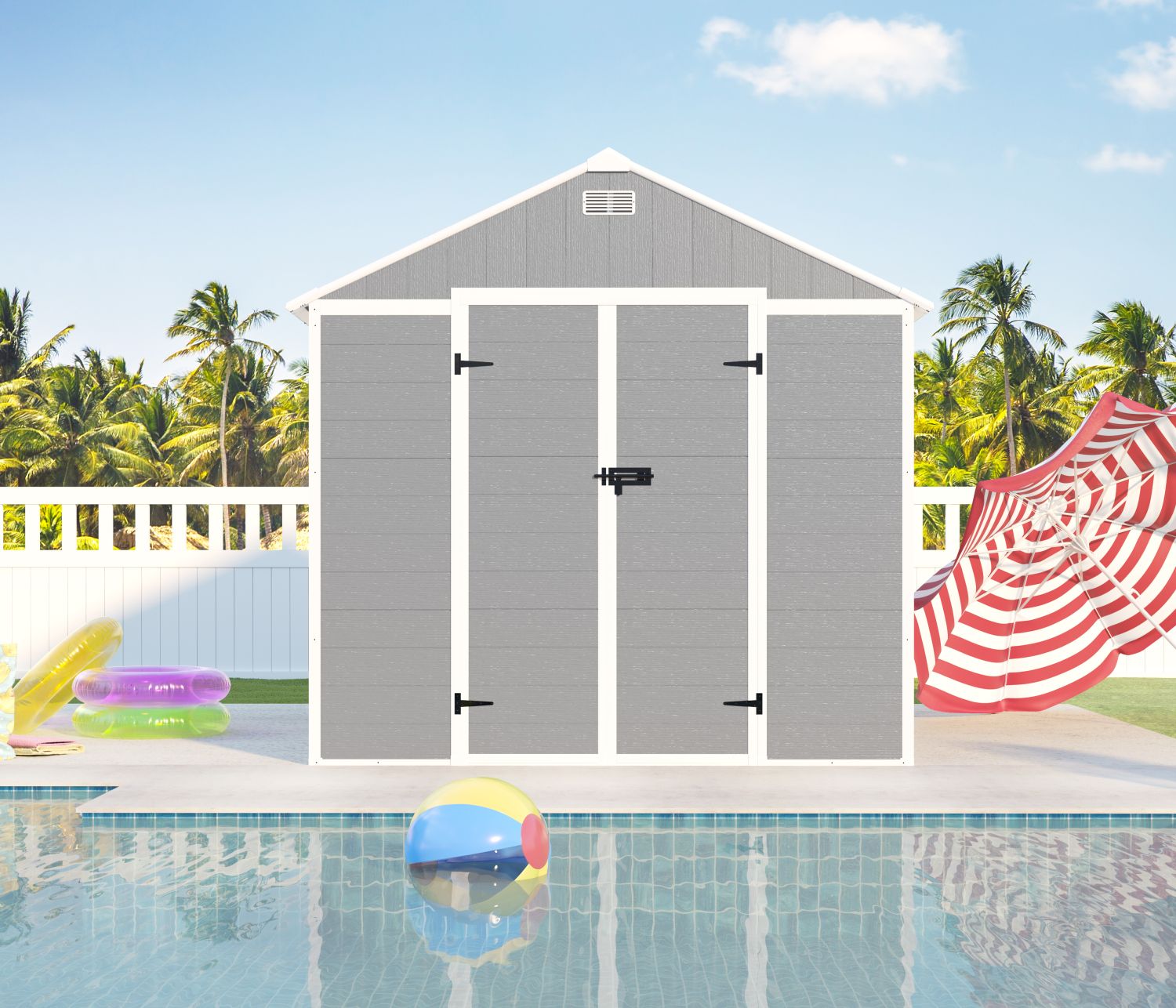 8' x 7' Backyard Garden Shed, Durable Polypropylene Outdoor Storage Room with HD Windows, UV Protection, and Waterproof