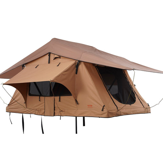 8' x 7' Rooftop Tent, 2-3 Person, Waterproof & UV Protected, Easy Setup with Inflatable Poles, LED Light, Telescoping Ladder