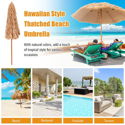 8' x 7.3' Thatched Tiki Beach Umbrella, Durable and UV Resistant