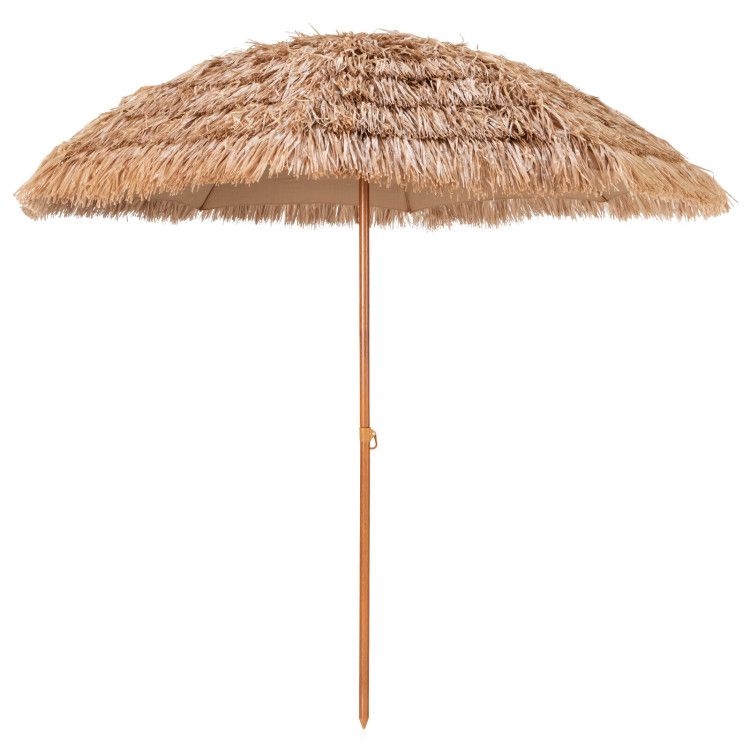 8' x 7.3' Thatched Tiki Beach Umbrella, Durable and UV Resistant
