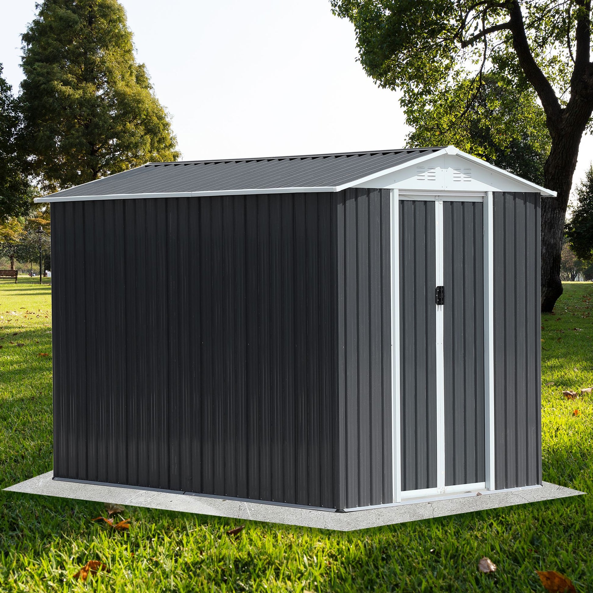 9' x 6' Waterproof Metal Bike Shed with Apex Roof - Aluminum Alloy Frame