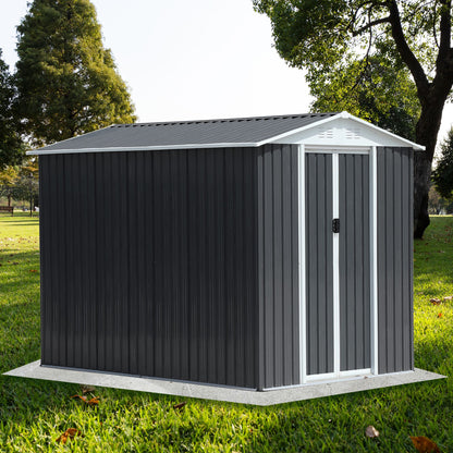 9' x 6' Waterproof Metal Bike Shed with Apex Roof - Aluminum Alloy Frame