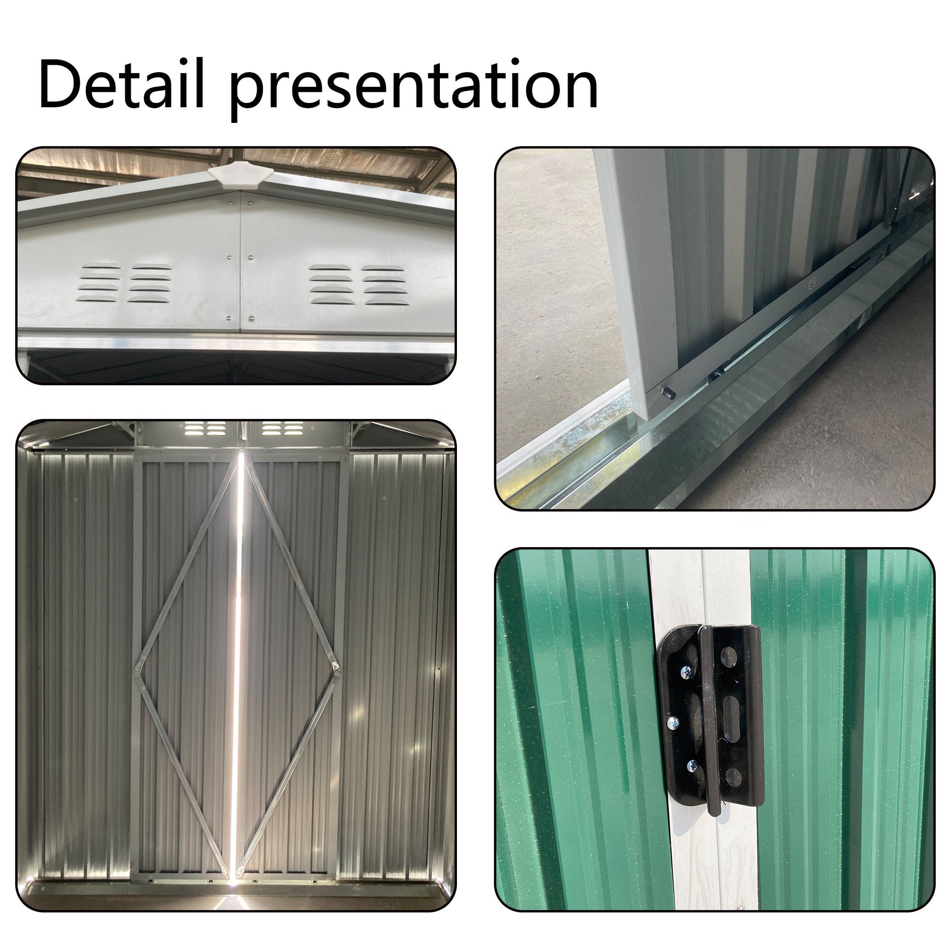 9' x 6' Waterproof Metal Bike Shed with Apex Roof - Aluminum Alloy Frame