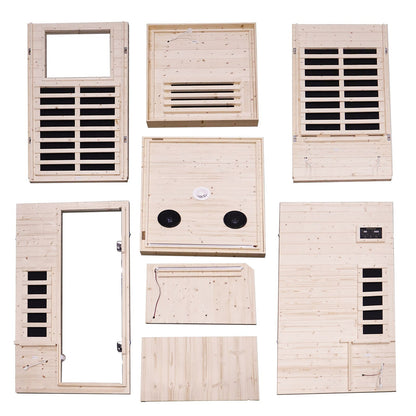 900W Single Person Spruce Far Infrared Sauna, Bluetooth Music