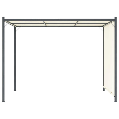 9.8' x 9.8' Cream White Pergola with Adjustable Retractable Roof, Powder-Coated Steel Frame