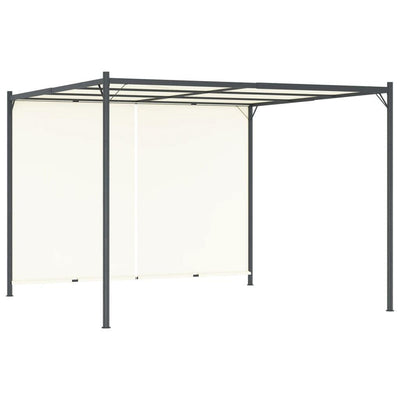 9.8' x 9.8' Cream White Pergola with Adjustable Retractable Roof, Powder-Coated Steel Frame