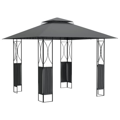 9.8' x 9.8' x 8.8' Anthracite Gazebo with Steel Roof, Trendy Garden Shelter for Family Gatherings and Events