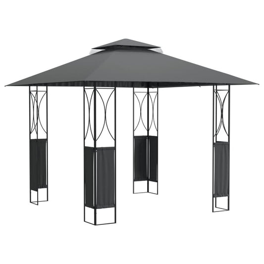 9.8' x 9.8' x 8.8' Anthracite Gazebo with Steel Roof, Trendy Garden Shelter for Family Gatherings and Events