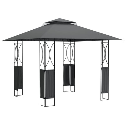 9.8' x 9.8' x 8.8' Anthracite Gazebo with Steel Roof, Trendy Garden Shelter for Family Gatherings and Events