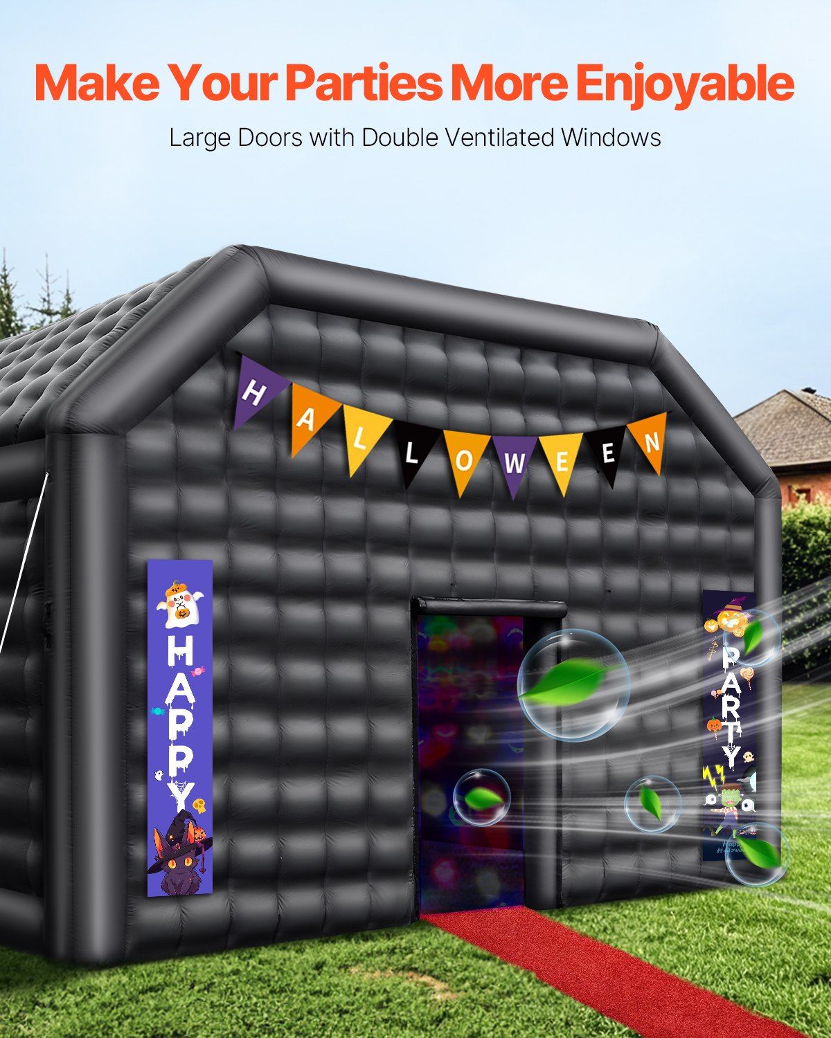 BO Supplies 29.5' x 19.7' x 13.1' Inflatable Nightclub Party Tent, Black, Ideal for Outdoor Events