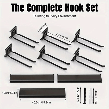 Heavy-Duty Wall Mount Tool Storage Rack, Adjustable Hooks & Folding Chair Hangers, 300 lbs Capacity