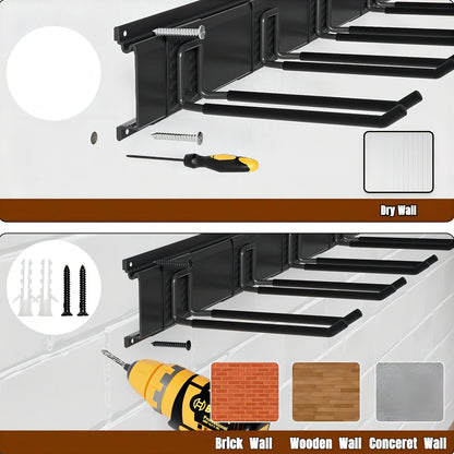 Heavy-Duty Wall Mount Tool Storage Rack, Adjustable Hooks & Folding Chair Hangers, 300 lbs Capacity