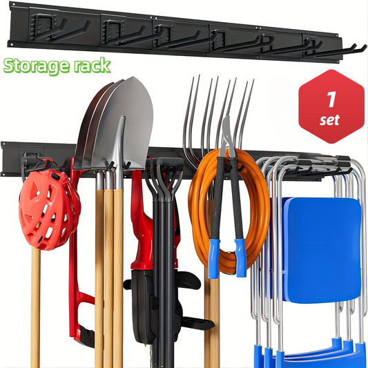 Heavy-Duty Wall Mount Tool Storage Rack, Adjustable Hooks & Folding Chair Hangers, 300 lbs Capacity