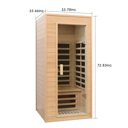 Hemlock One-Person Far Infrared Indoor Sauna, 1290W, Bluetooth, LCD Control