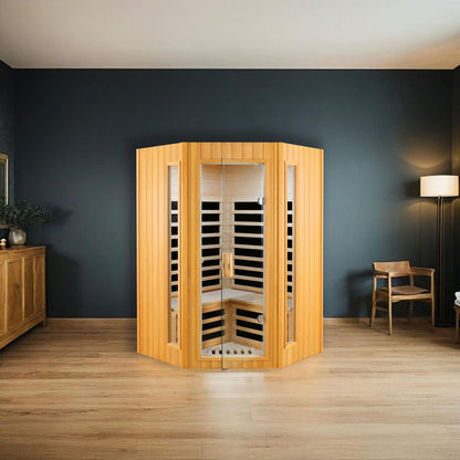 Hemlock Two-Person Far Infrared Indoor Sauna, 60°C, Bluetooth, LED Lights