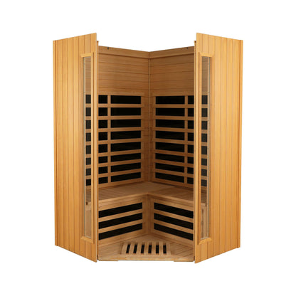 Hemlock Two-Person Far Infrared Indoor Sauna, 60°C, Bluetooth, LED Lights