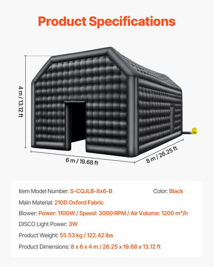 Inflatable Nightclub 26.2 x 19.7 x 13.1 Ft Blow up Party Tent with Lights
