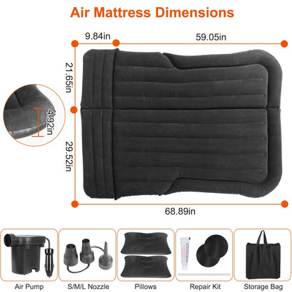 Inflatable SUV Air Mattress Thickened Camping Bed Cushion with Pillow Air Pump Storage Bag PVC Flocked Car Bed for Home Car Travel Camping