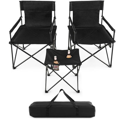 Ourdoor Folding Camping Chair Set, High-Quality Polyester with Metal Table