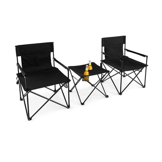 Ourdoor Folding Camping Chair Set, High-Quality Polyester with Metal Table