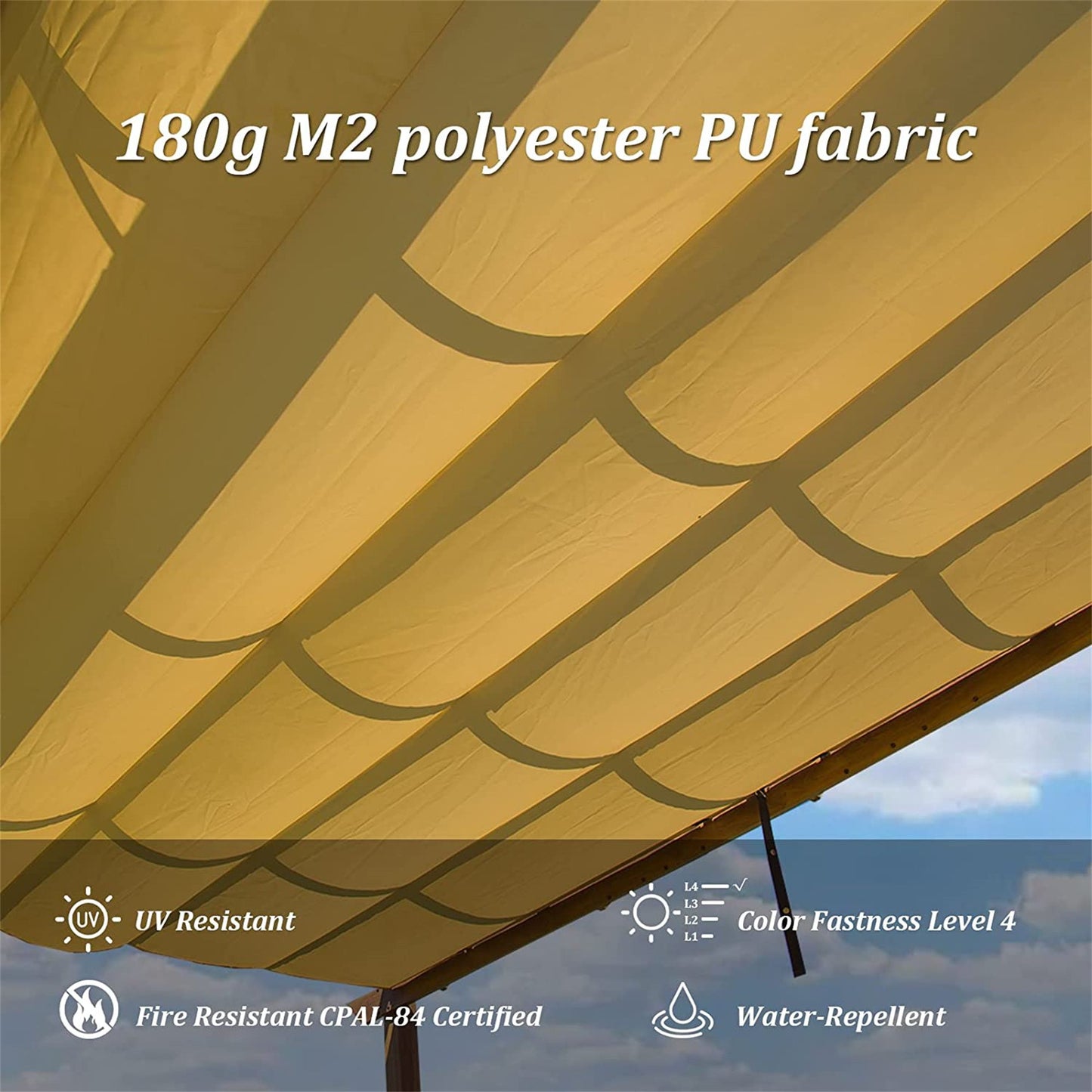 Retractable Aluminum Pergola – Yellow Brown, 13'x9' Weather-Resistant Sun Shade Canopy for BBQ, Party, Wedding, Patio & Garden