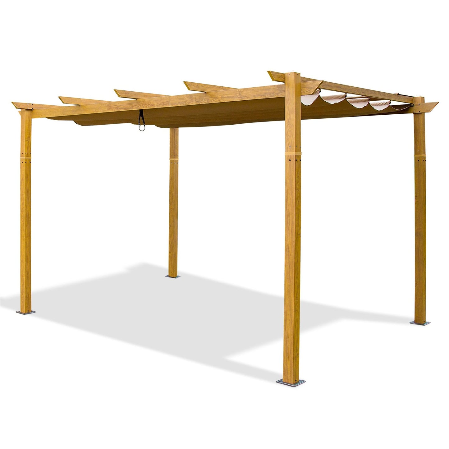 Retractable Aluminum Pergola – Yellow Brown, 13'x9' Weather-Resistant Sun Shade Canopy for BBQ, Party, Wedding, Patio & Garden