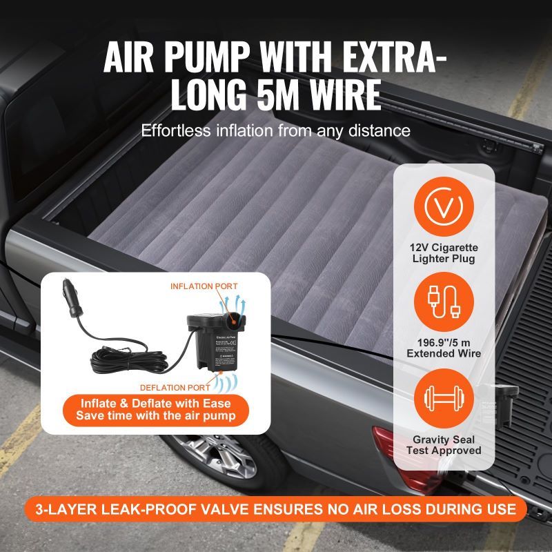 Truck Bed Air Mattress, 5.5-5.8ft Fit, Inflatable Mattress for Camping & Outdoor Use