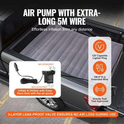 Truck Bed Air Mattress, 5.5-5.8ft Fit, Inflatable Mattress for Camping & Outdoor Use