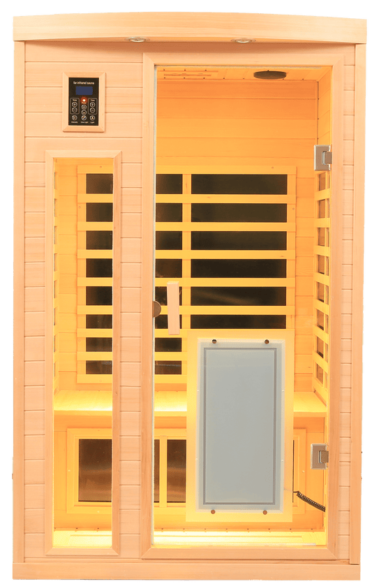 Two-Person Hemlock Far Infrared Indoor Sauna, 1750W, Bluetooth, Low EMF