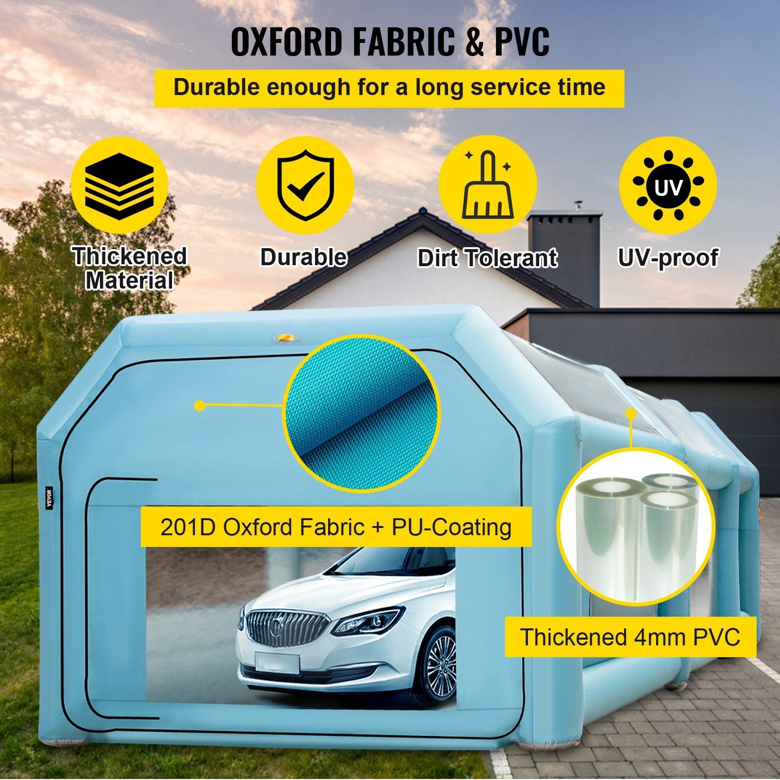 VEVOR Portable Inflatable Paint Booth, 26x13x10ft Inflatable Spray Booth, Car Paint Tent w/Air Filter System & 2 Blowers, Upgraded Blow Up Spray Booth Tent, Auto Paint Workstation, Car Parking Garage